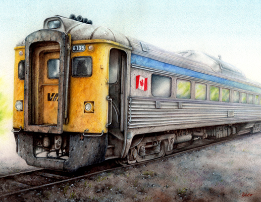 "All Aboard" by Yoko Asari, original watercolour painting