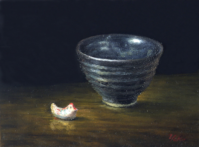 "Bowl and Chopsticks Rest" by Yoko Asari, original oil painting